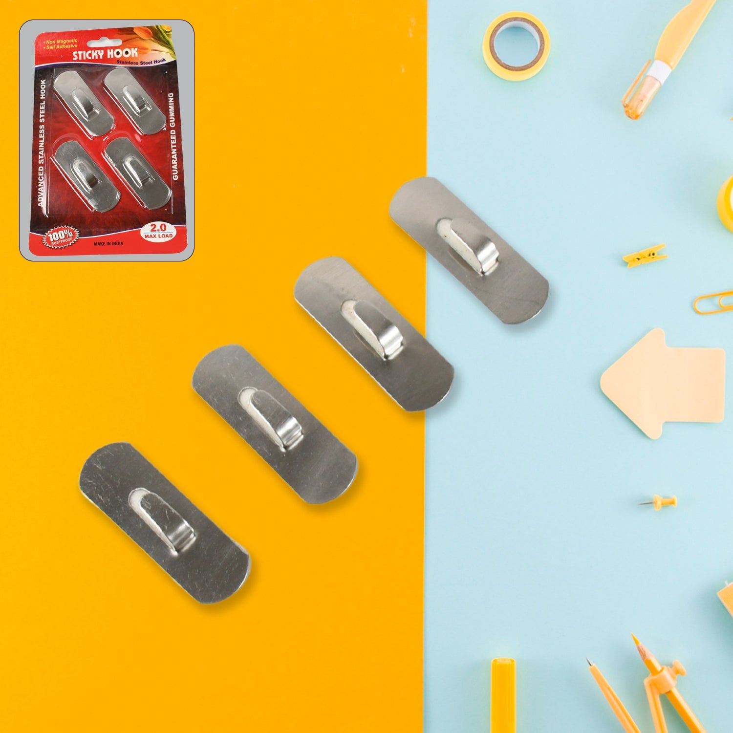 Self- Adhesive Hooks, Heavy Duty Wall Hooks Hangers Stainless Steel Waterproof Sticky Hooks for Hanging Robe Coat Towel Kitchen Bathroom and. Self- Adhesive Hooks, Heavy Duty Wall Hooks Hangers Stainless Steel Waterproof Sticky Hooks for Hanging Robe Coat Towel Kitchen Bathroom and.